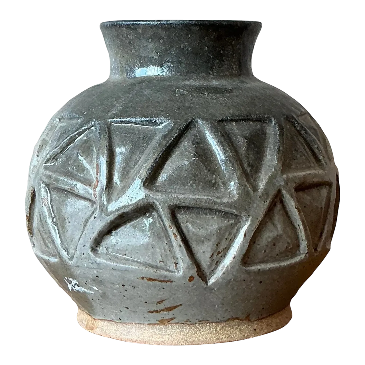 Vintage Boho Original Studio Pottery Vase - Ceramic, 9.5W x 9H