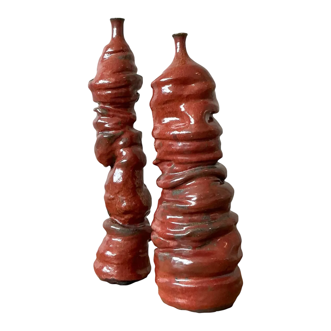 Vintage Boho Original Studio Pottery Vases - Set of 2