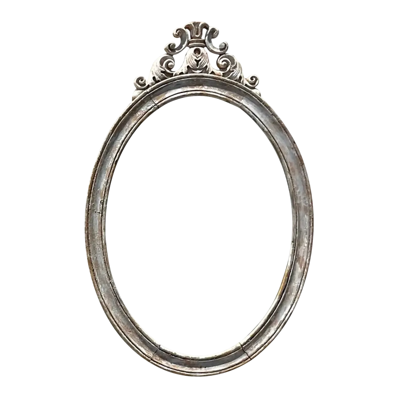 Vintage Boho Oval Carved Wood Mirror