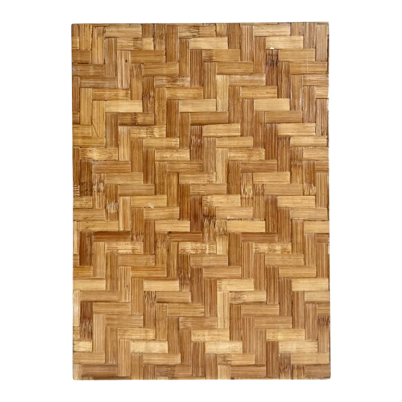 Vintage Boho Parquet Rattan Pedestal
