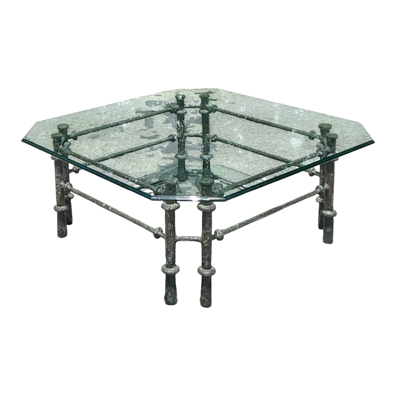 Vintage Boho Patinated Bronze Coffee Table After Giacometti