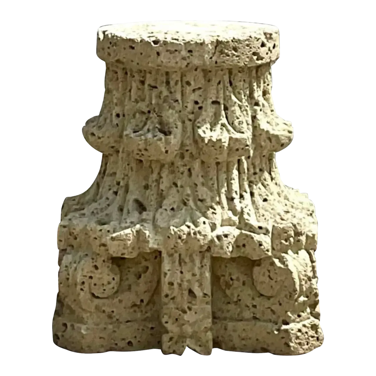 Vintage Boho Patinated Cast Stone Architectural Element Column