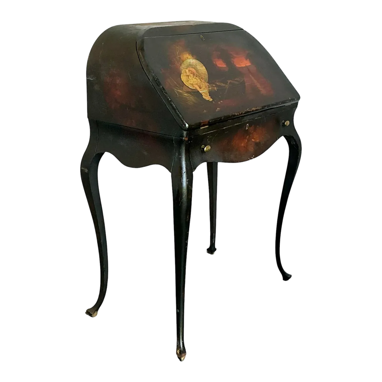 Vintage Boho Patinated Drop Front Desk