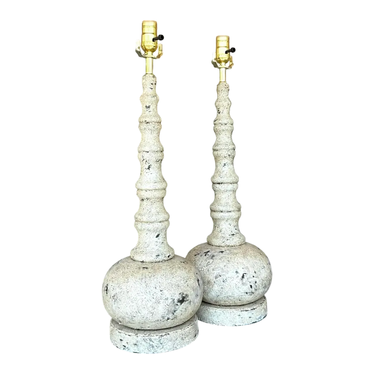 Vintage Boho Patinated Long Neck Lamps - a Pair