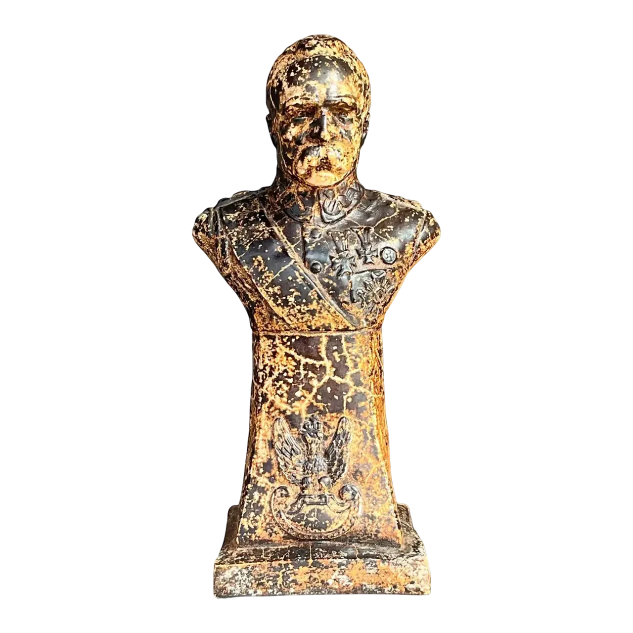 Vintage Boho Patinated Plaster Bust of Man - Oil Paint, 5W x 10H