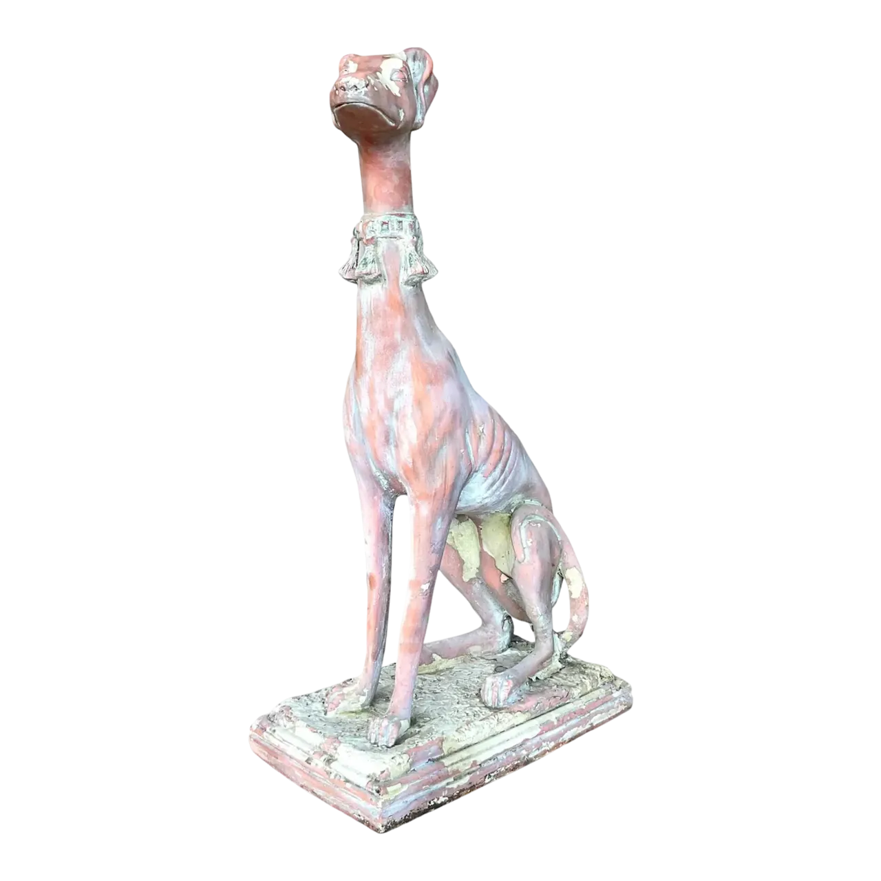 Vintage Boho Patinated Resin Greyhound Statue