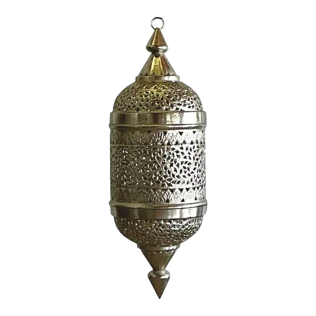 Vintage Boho Pierced Metal Moroccan Lantern