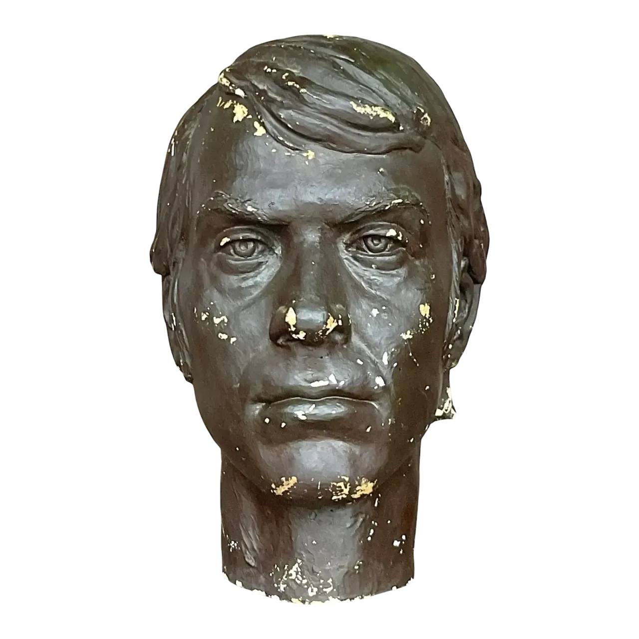 Vintage Boho Plaster Bust of Man - Plaster, 7.5W x 12.25H