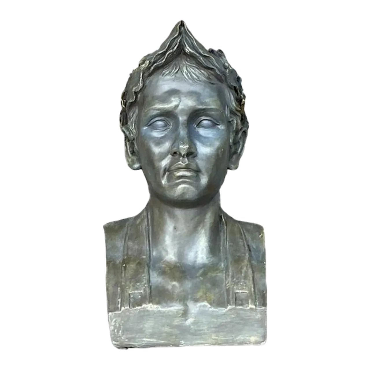 Vintage Boho Plaster Bust of Man - Synthetic, 9.75W x 18H