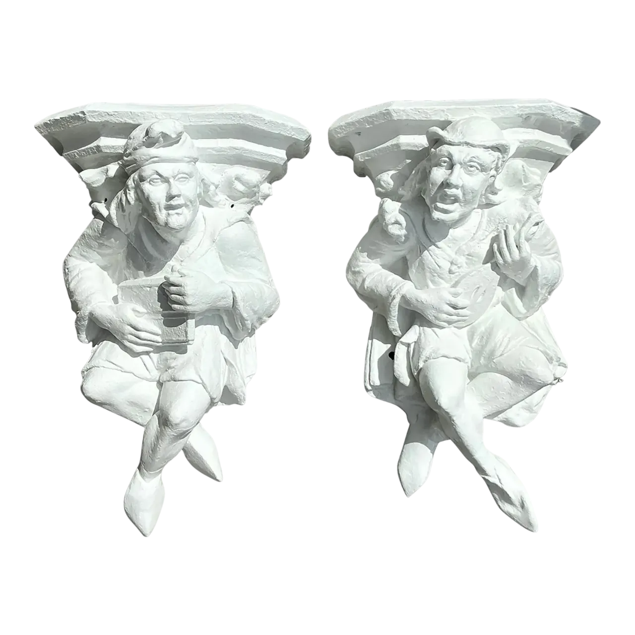 Vintage Boho Plaster Jester Brackets - a Pair