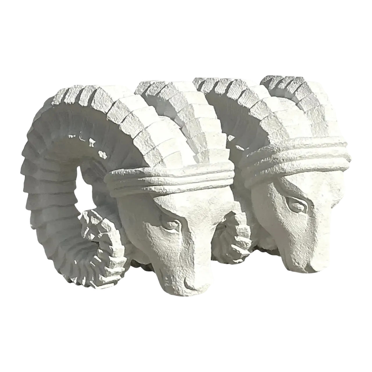 Vintage Boho Plaster Rams Heads - Set of 2