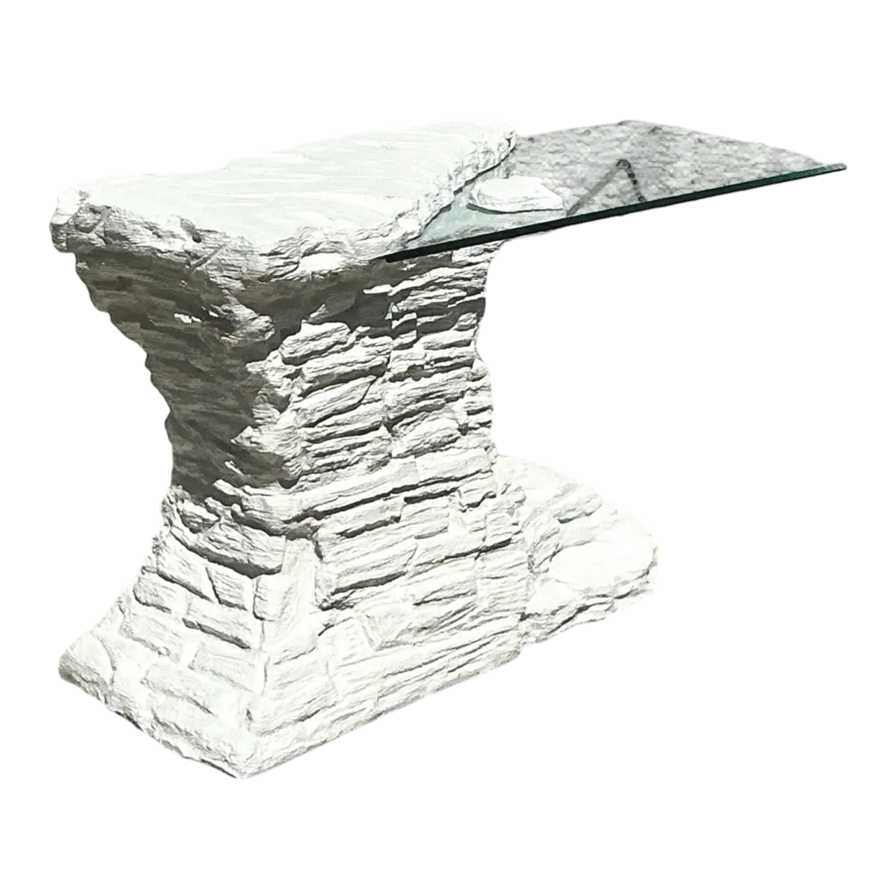 Vintage Boho Plaster Stacked Rock Console Table After Sirmos
