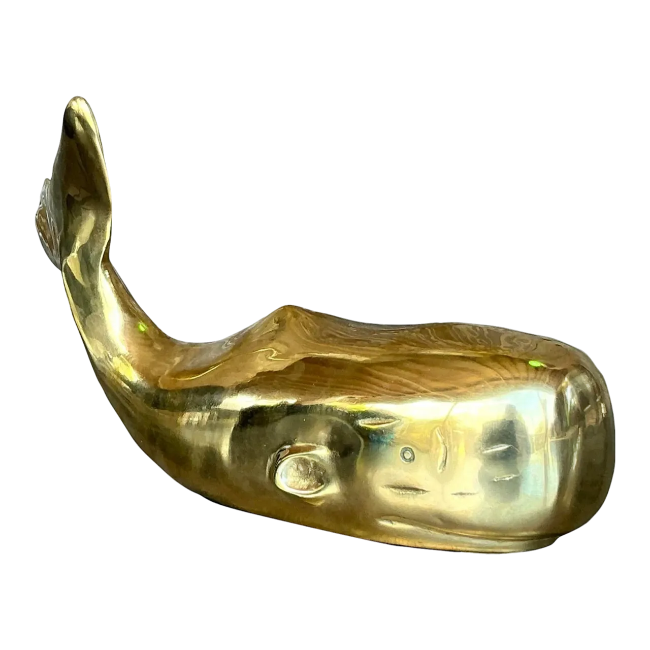 Vintage Boho Polished Brass Whale