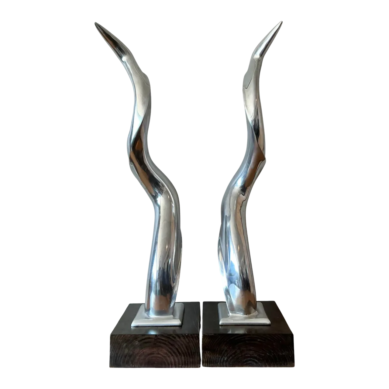 Vintage Boho Polished Chrome Antlers -Set of 2