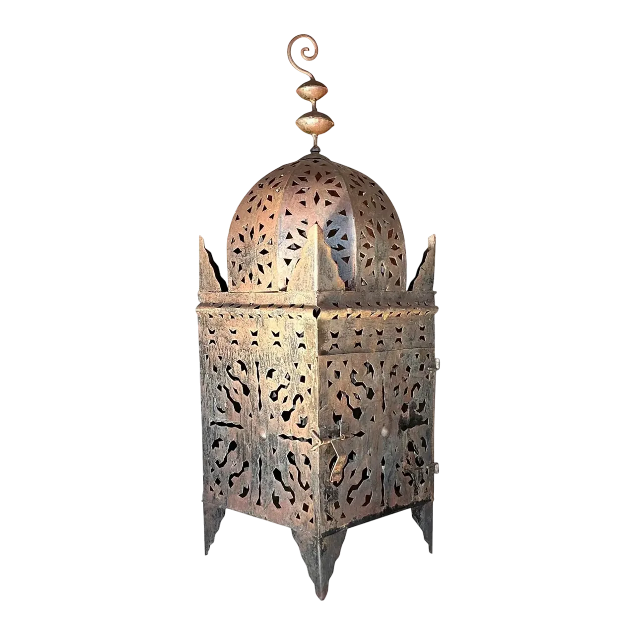 Vintage Boho Punch Cut Metal Lantern