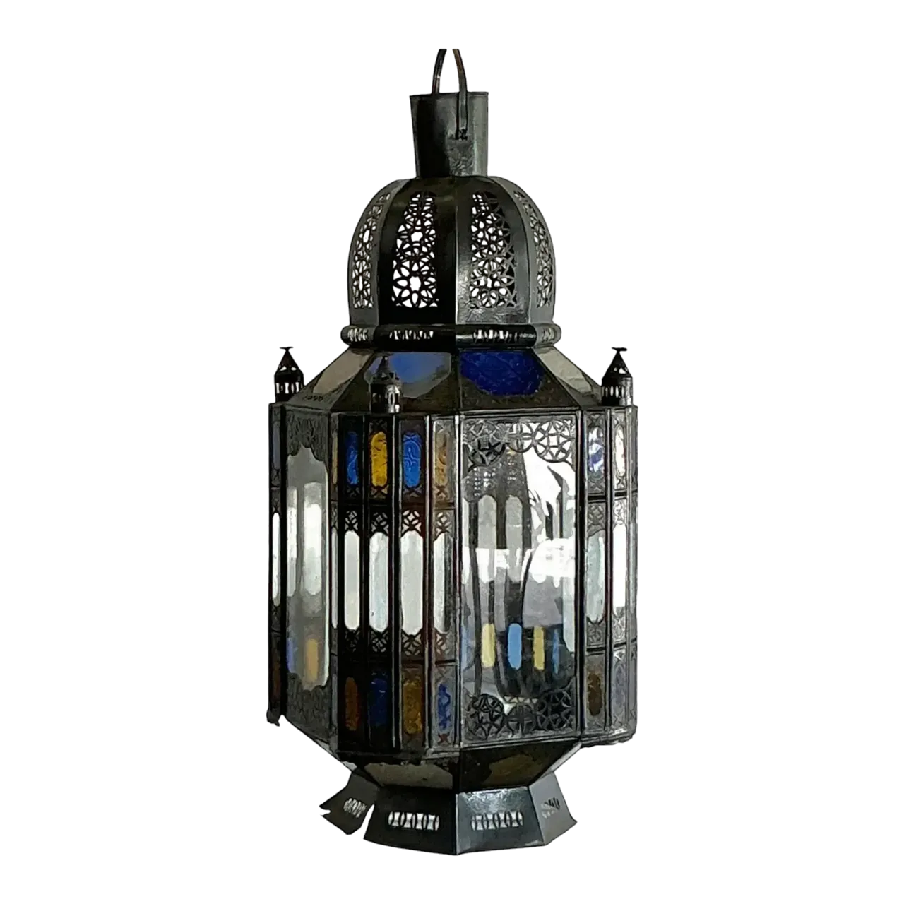 Vintage Boho Punch Cut Metal Moroccan Lantern