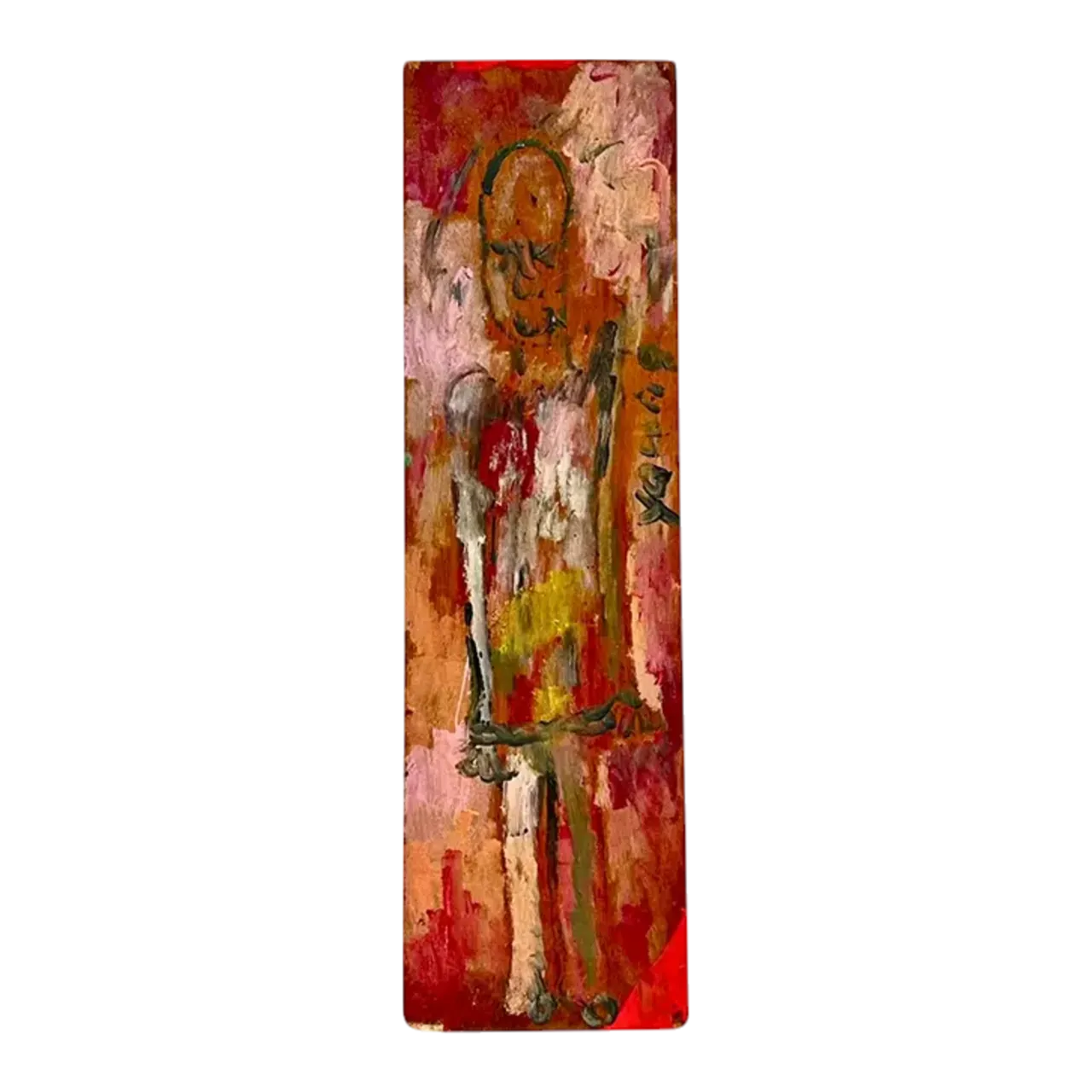 Vintage Boho Purvis Young Abstract Figural Painting on Board