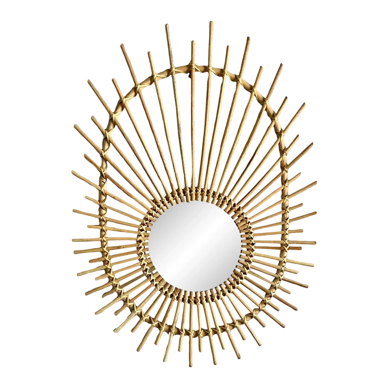 Vintage Boho Rattan Rays Mirror