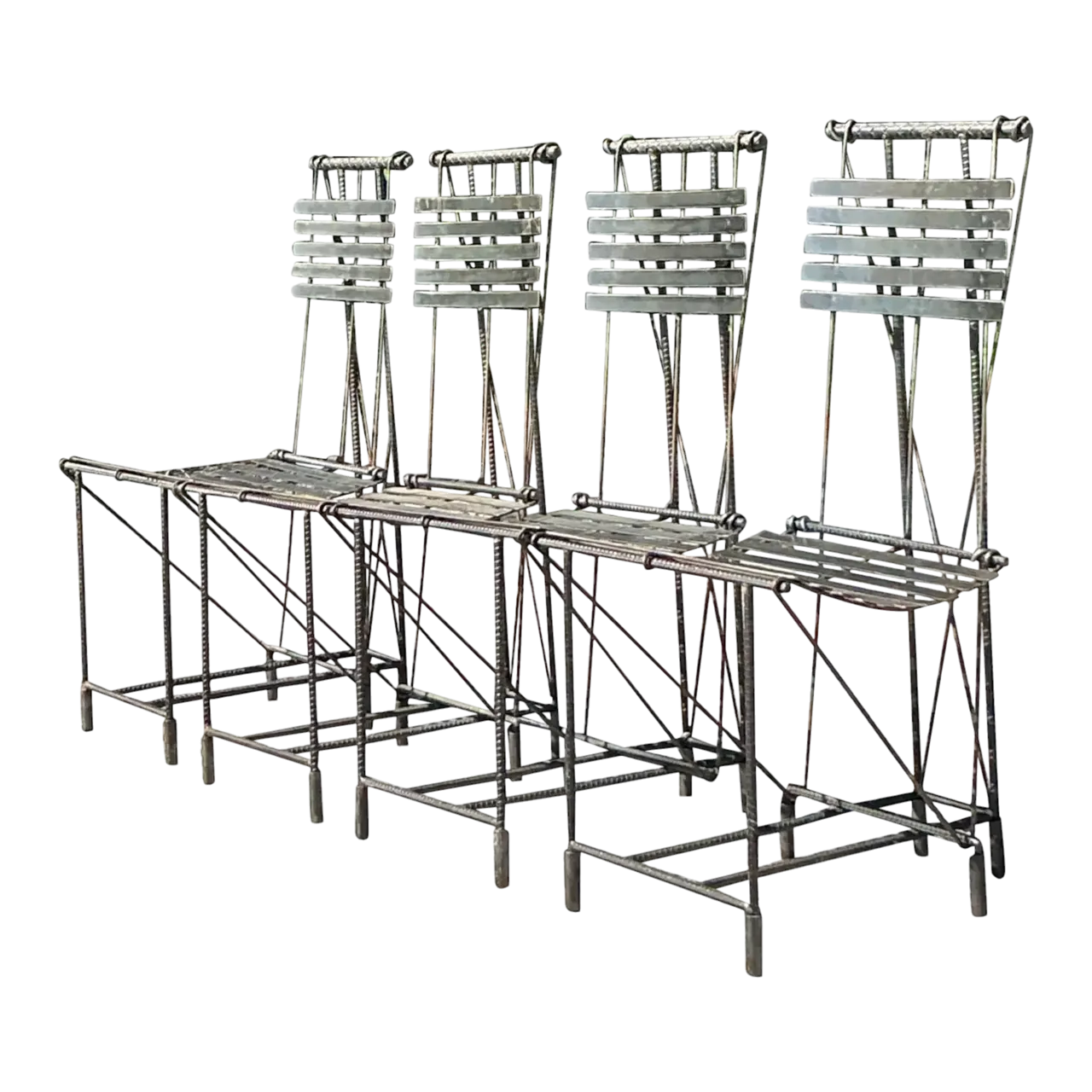 Vintage Boho Rebar Dining Chairs After Ilana Goor- Set of 4