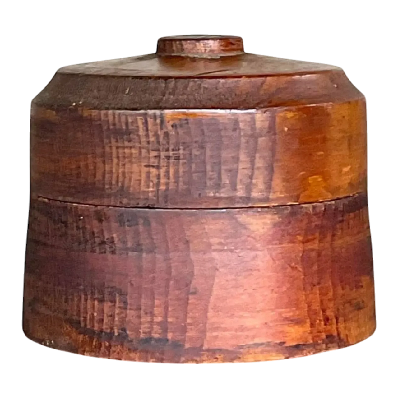 Vintage Boho Round Lidded Wood Box
