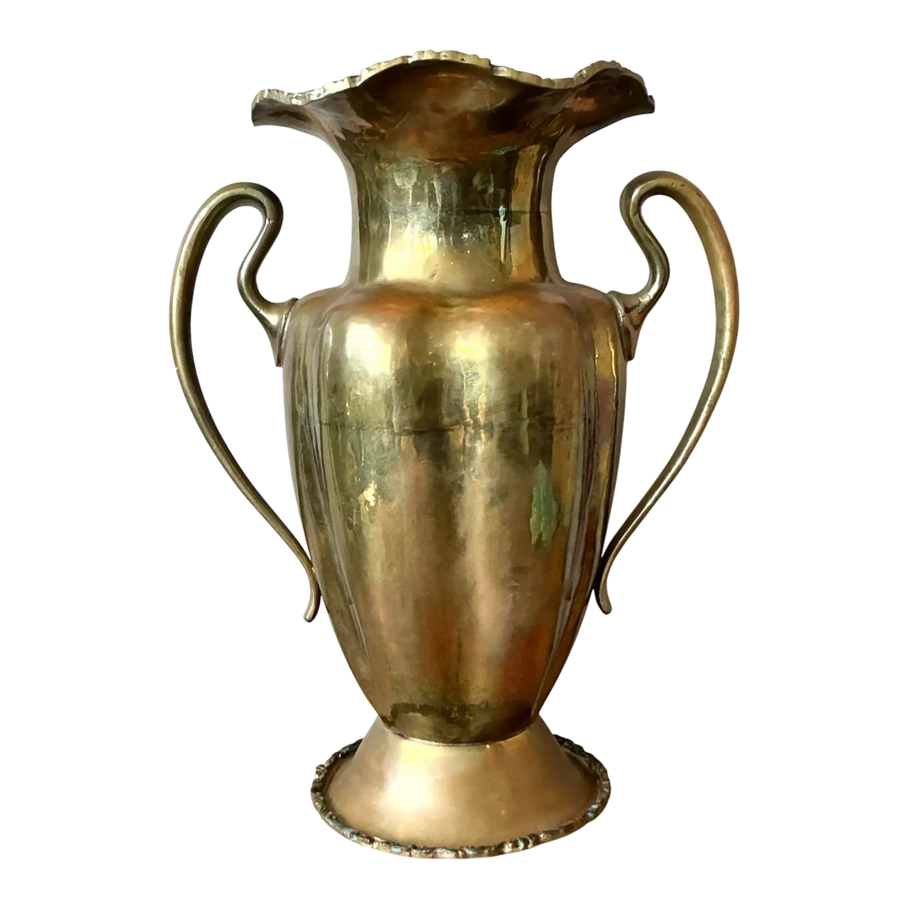 Vintage Boho Ruffle Brass Vase