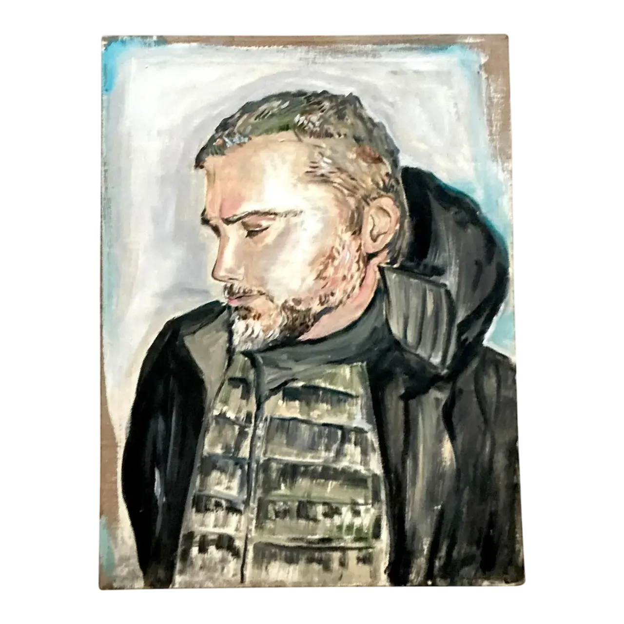Vintage Boho Scooter LaForge Original Oil Portrait Painting on Canvas
