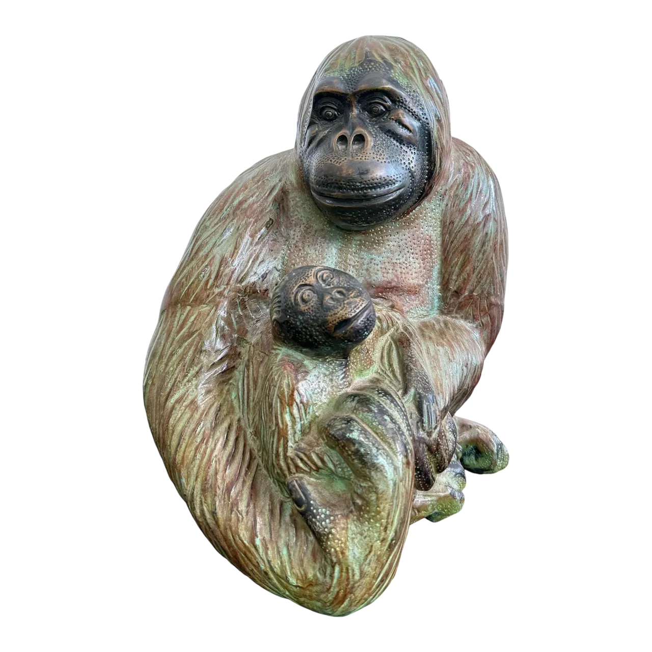 Vintage Boho Sculpture Bronze Monkey