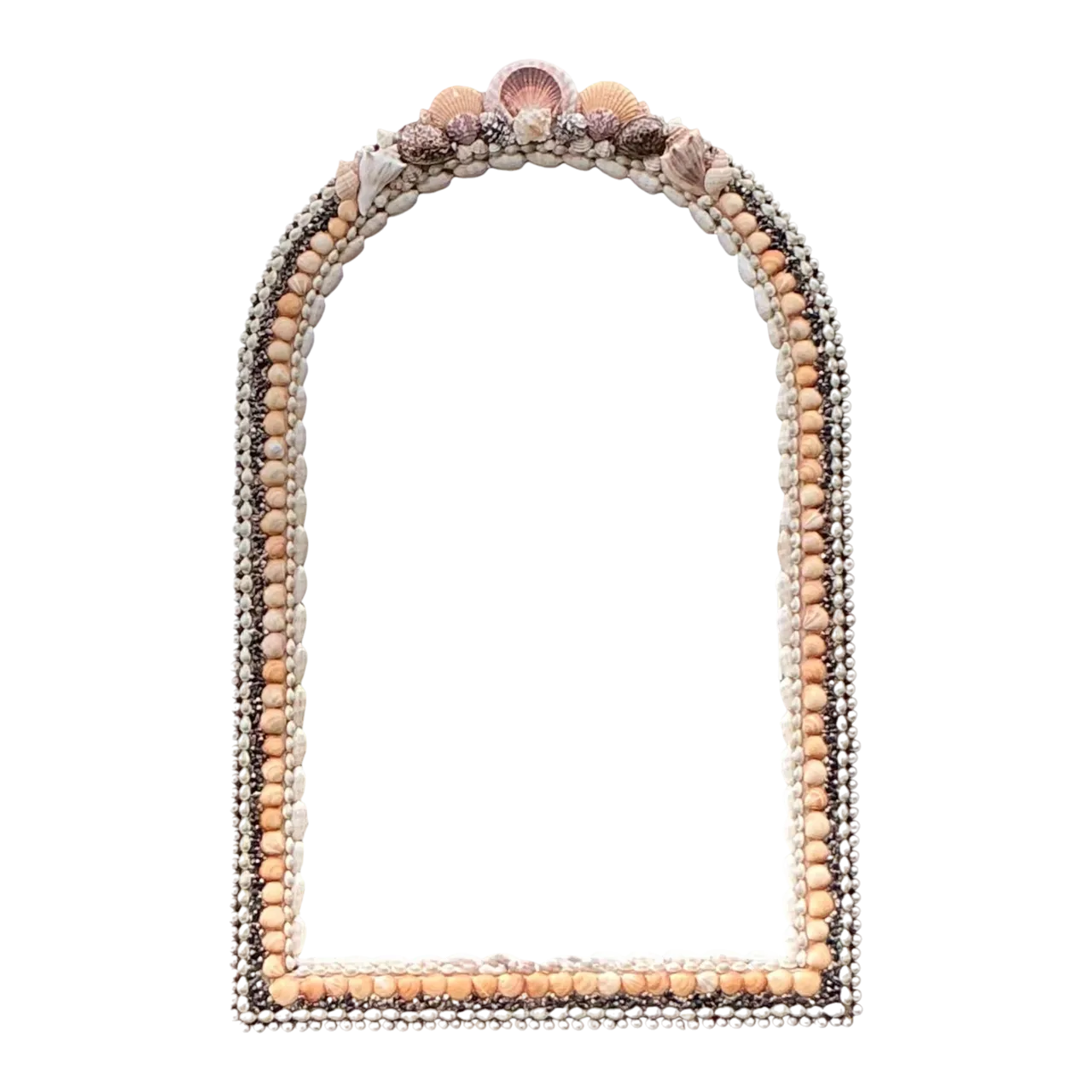 Vintage Boho Shell Encrusted Arched Mirror