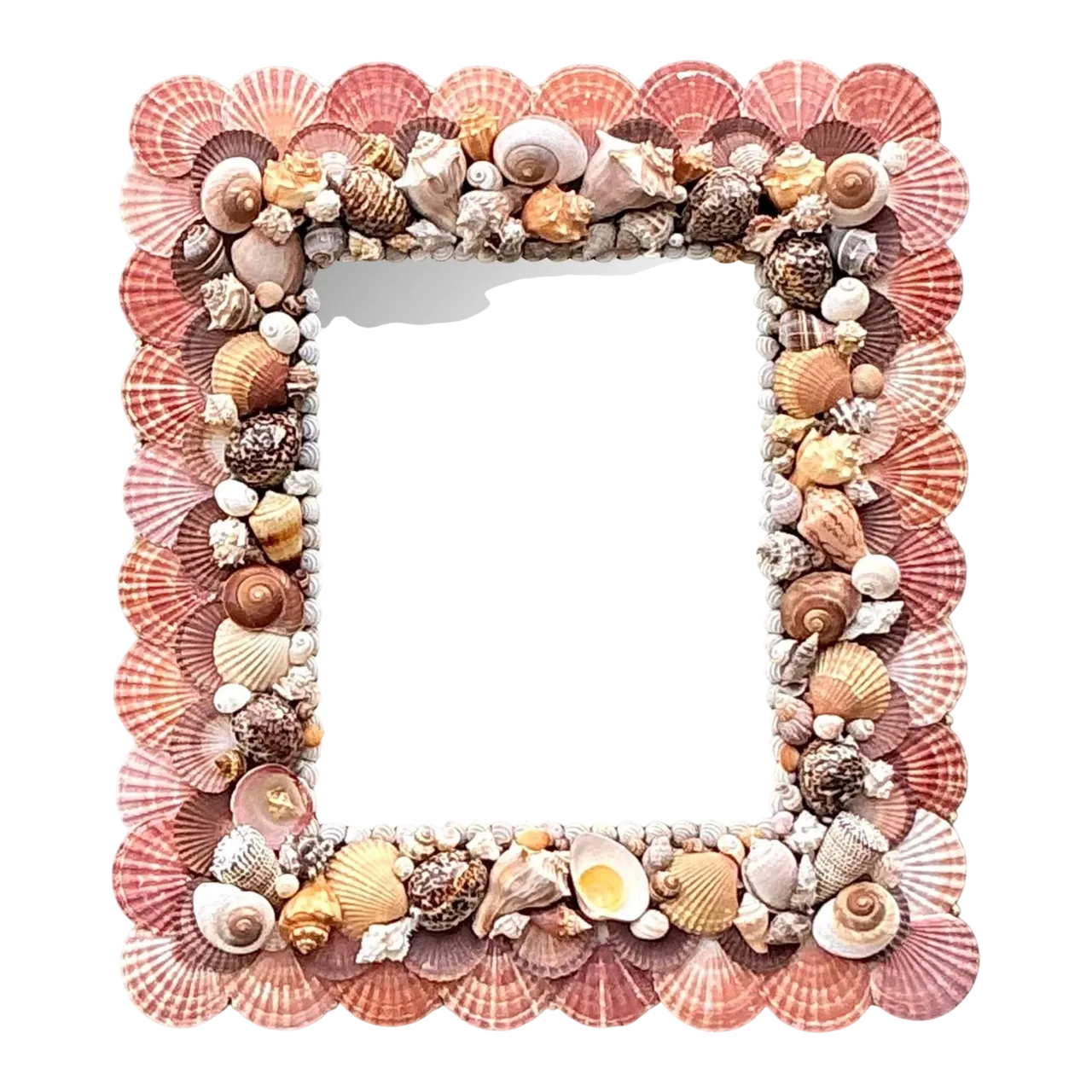 Vintage Boho Shell Encrusted Mirror - Mirrored Glass, 29.75W x 33H