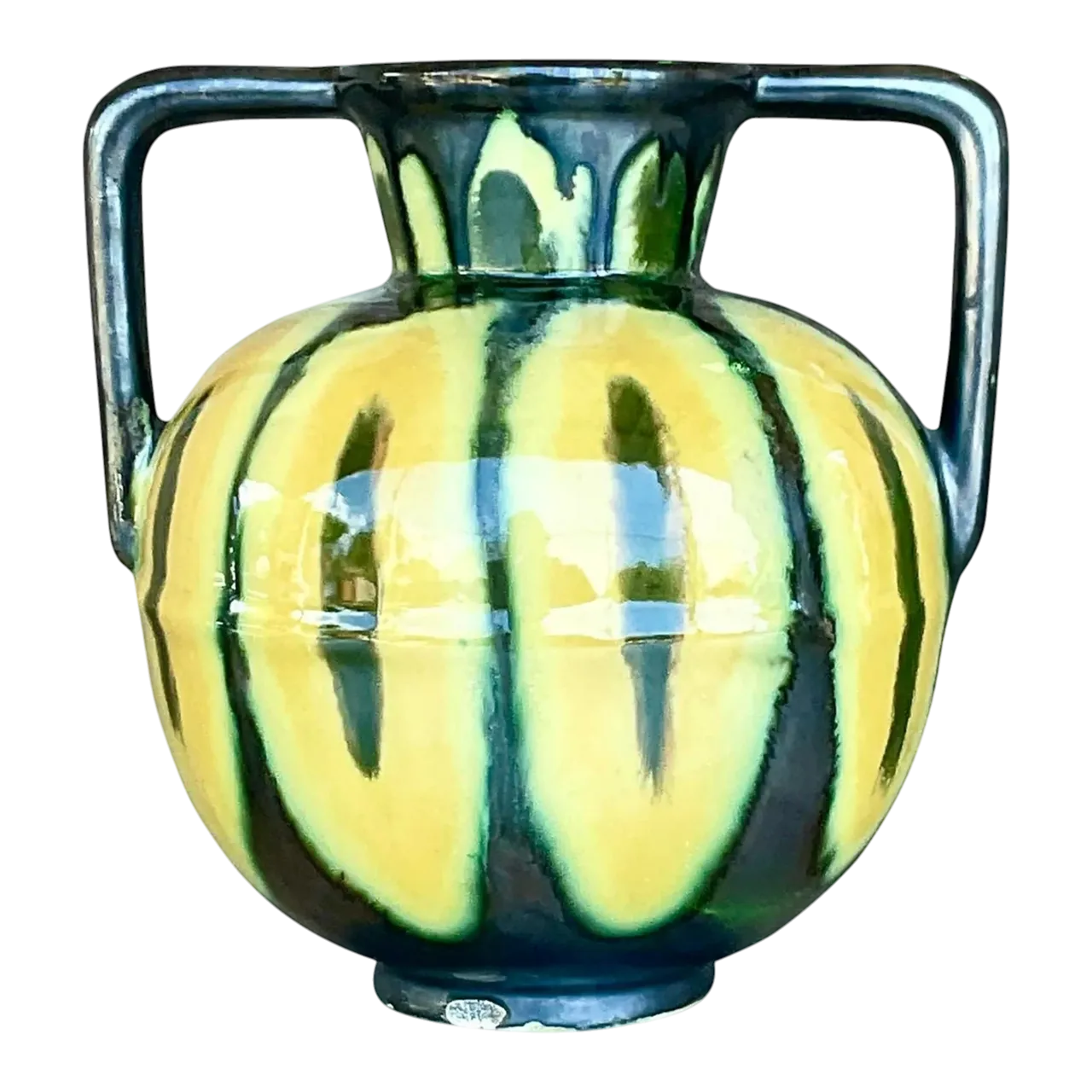 Vintage Boho Signed French Glazed Ceramic Vase