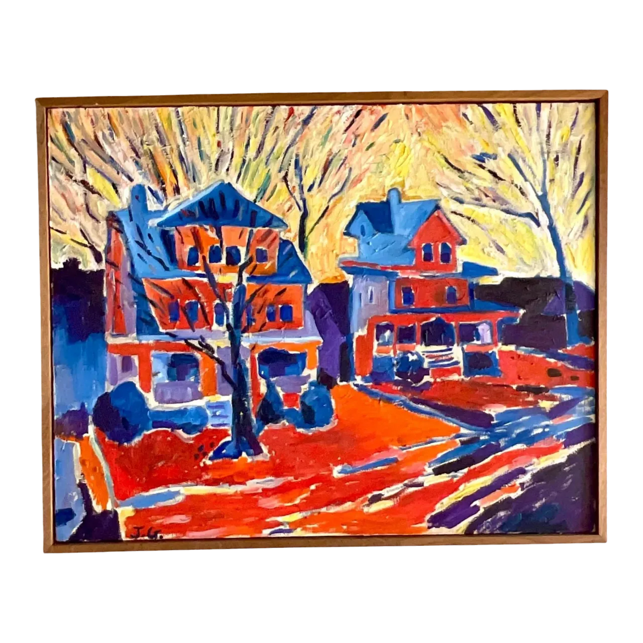 Vintage Boho Signed Original Abstract Expressionist Oil Painting on Canvas