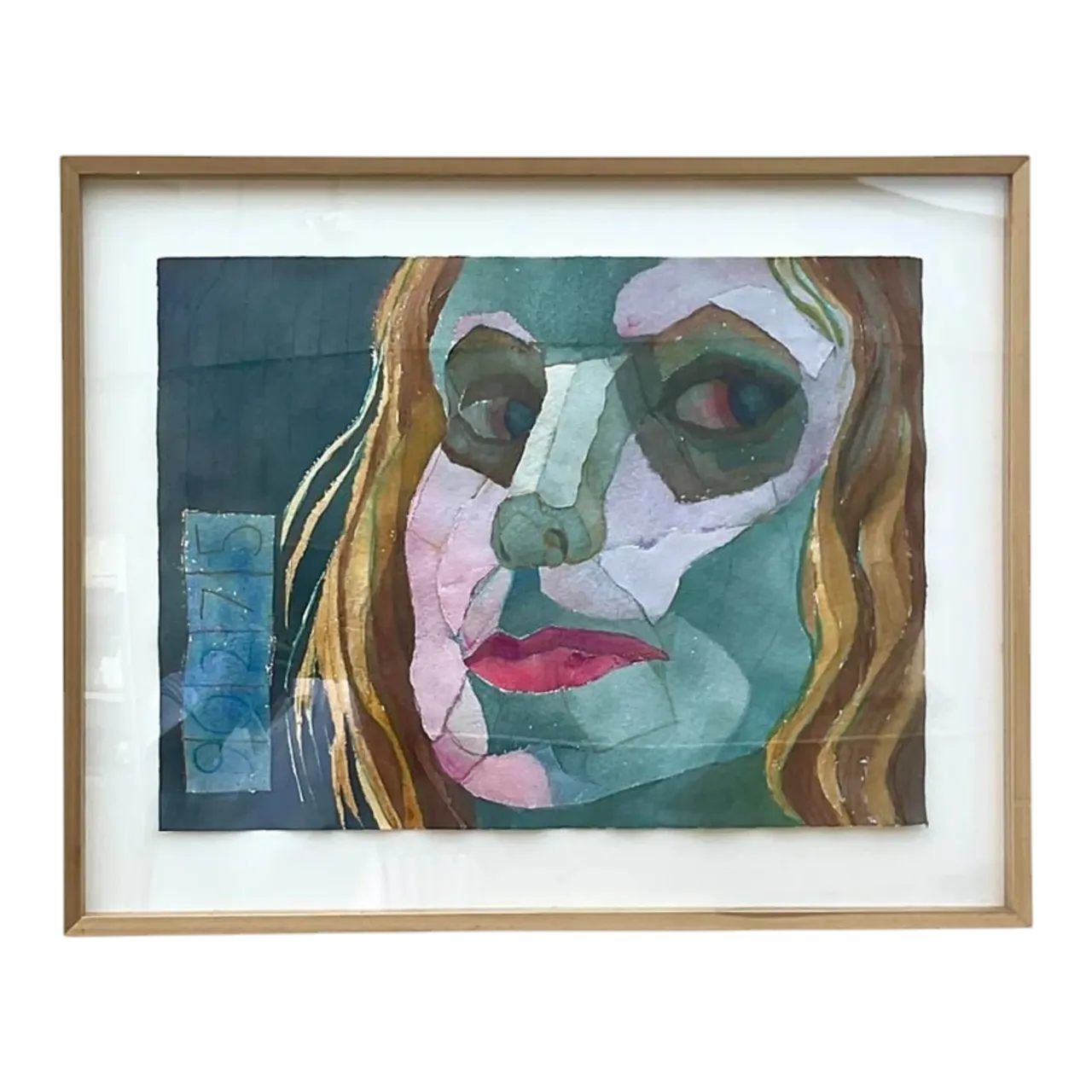 Vintage Boho Signed Original Mixed Media Painting