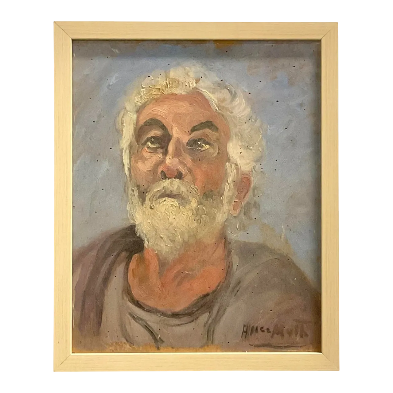 Vintage Boho Signed Original Oil Portrait on Board