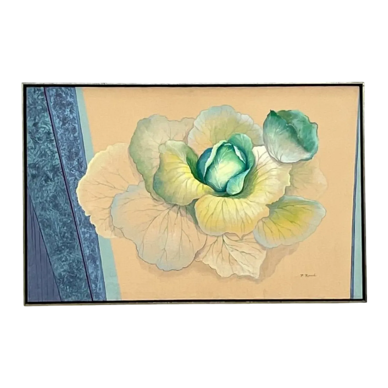 Vintage Boho Signed Original Oil Still Life on Canvas