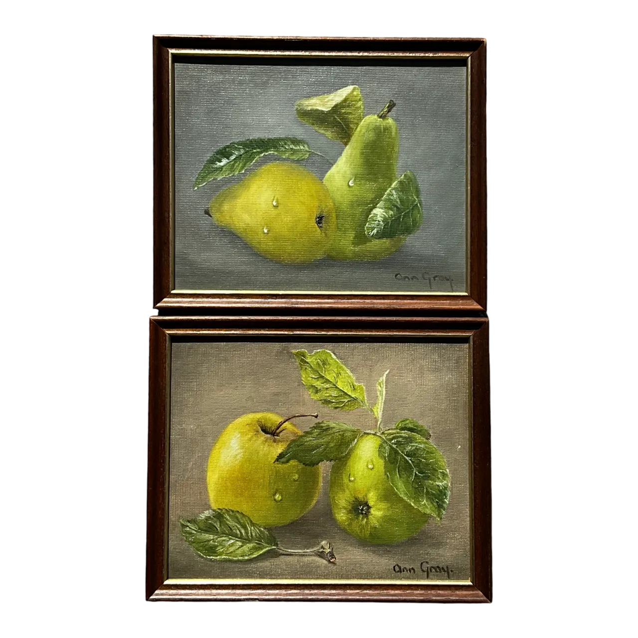 Vintage Boho Signed Original Still Life Oil on Canvas- a Pair