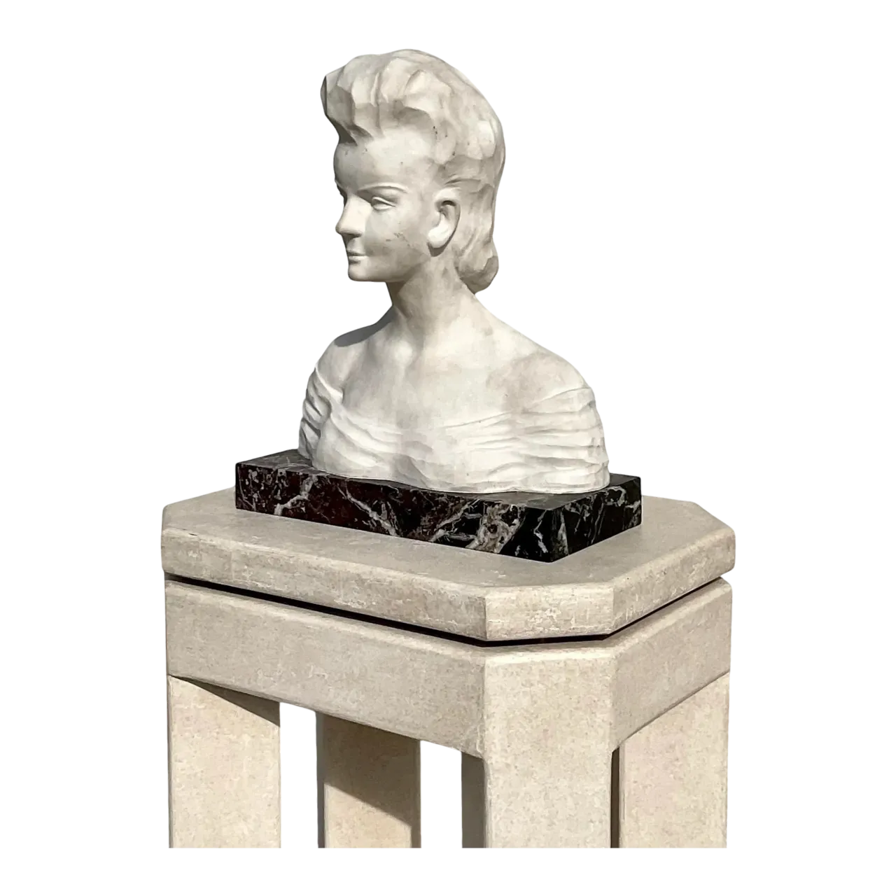 Vintage Boho Signed Stone Bust of Female