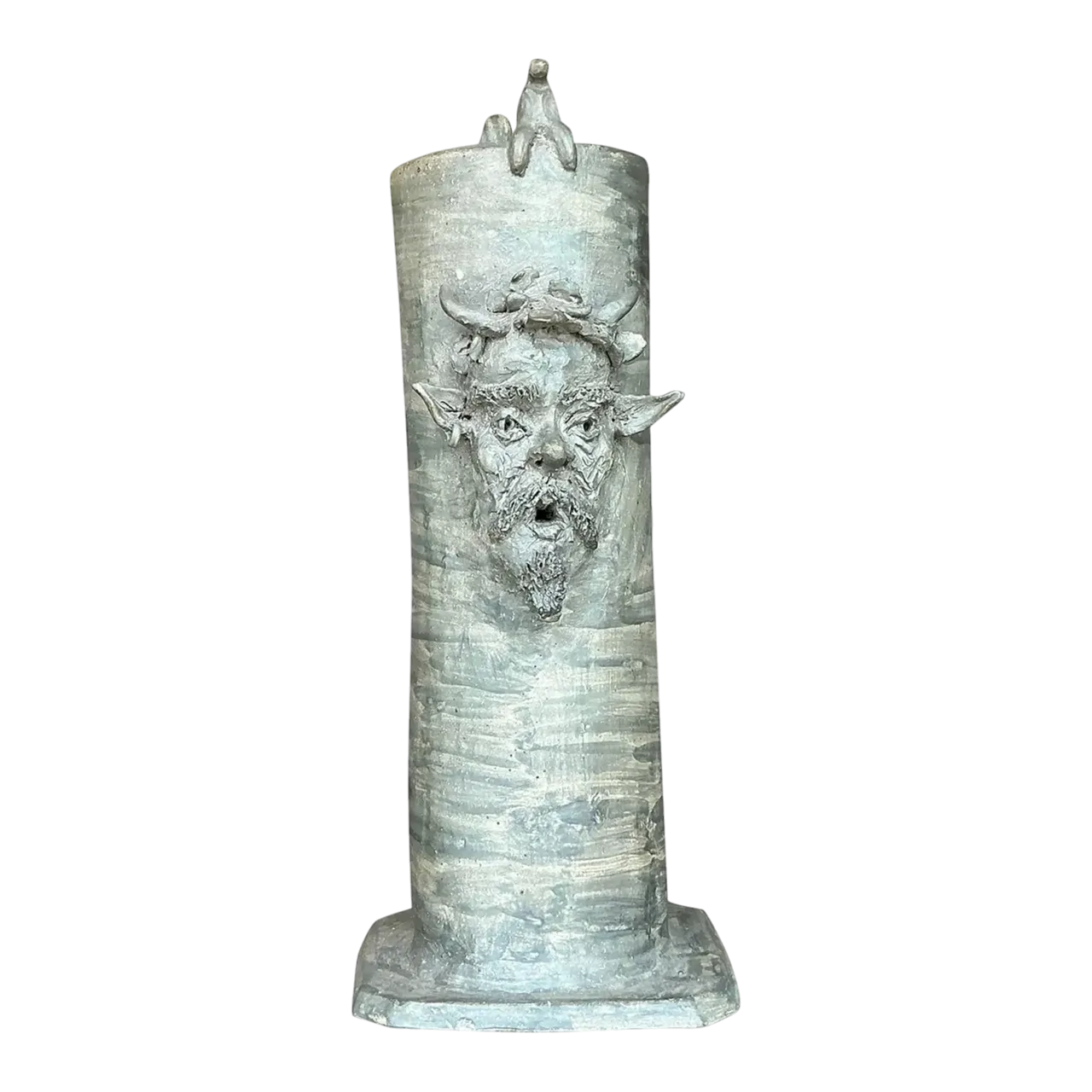 Vintage Boho Signed Studio Pottery Faces Vase