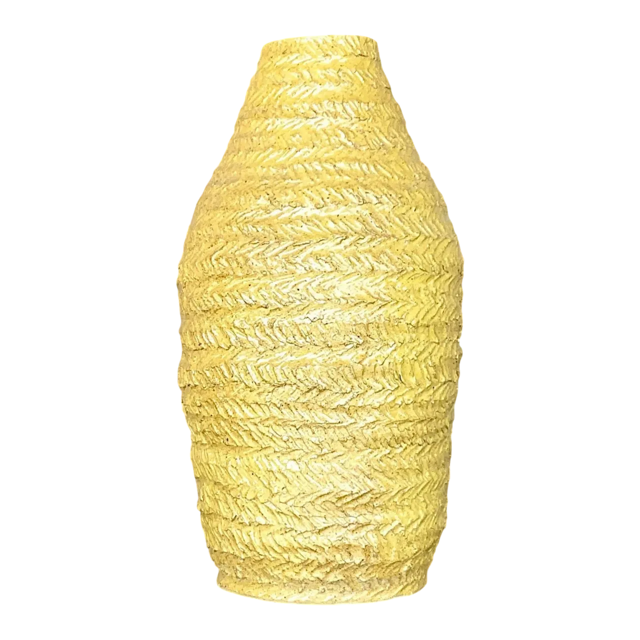 Vintage Boho Signed Studio Pottery Mustard Vase