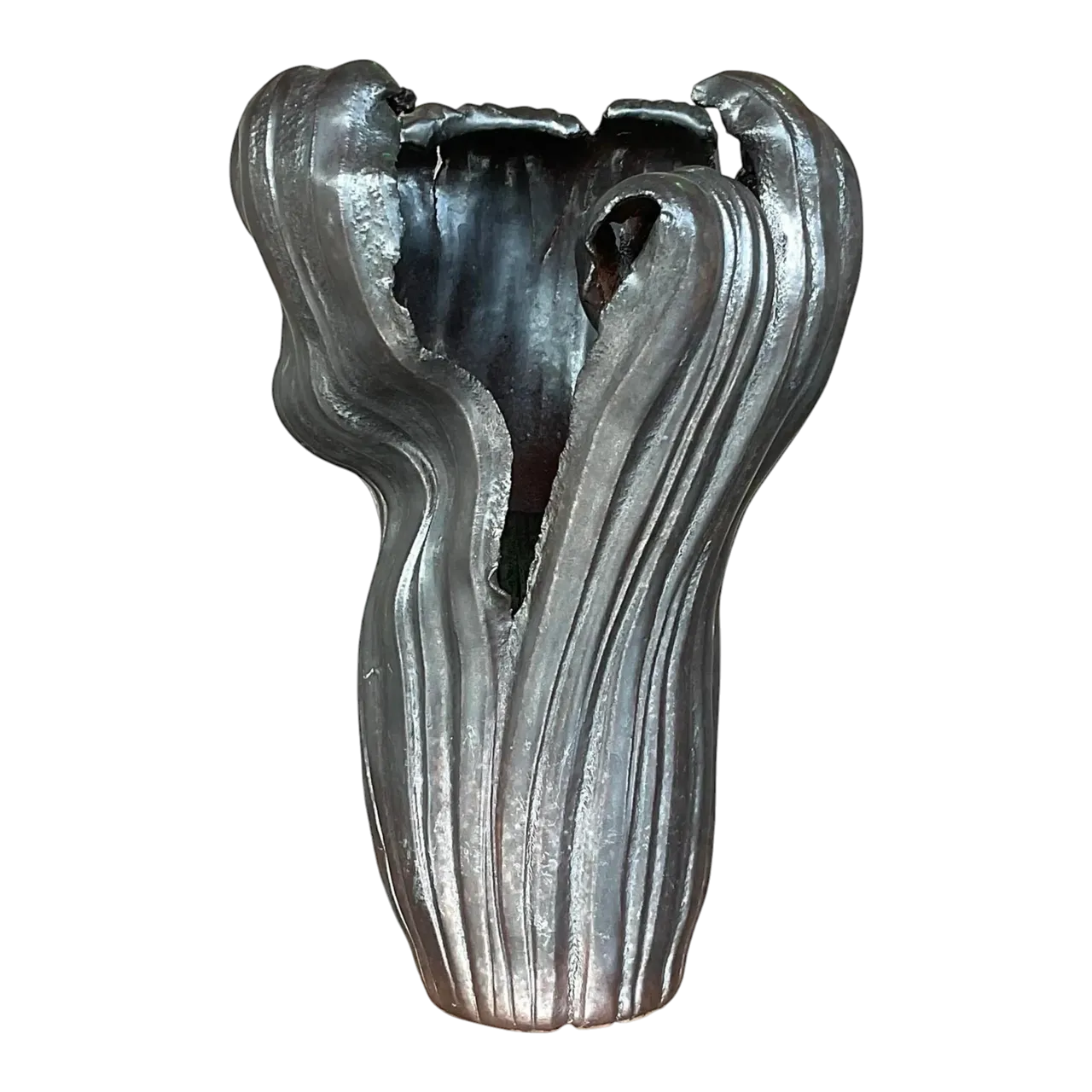 Vintage Boho Signed Studio Pottery Vase - Pottery, 7W x 12.25H