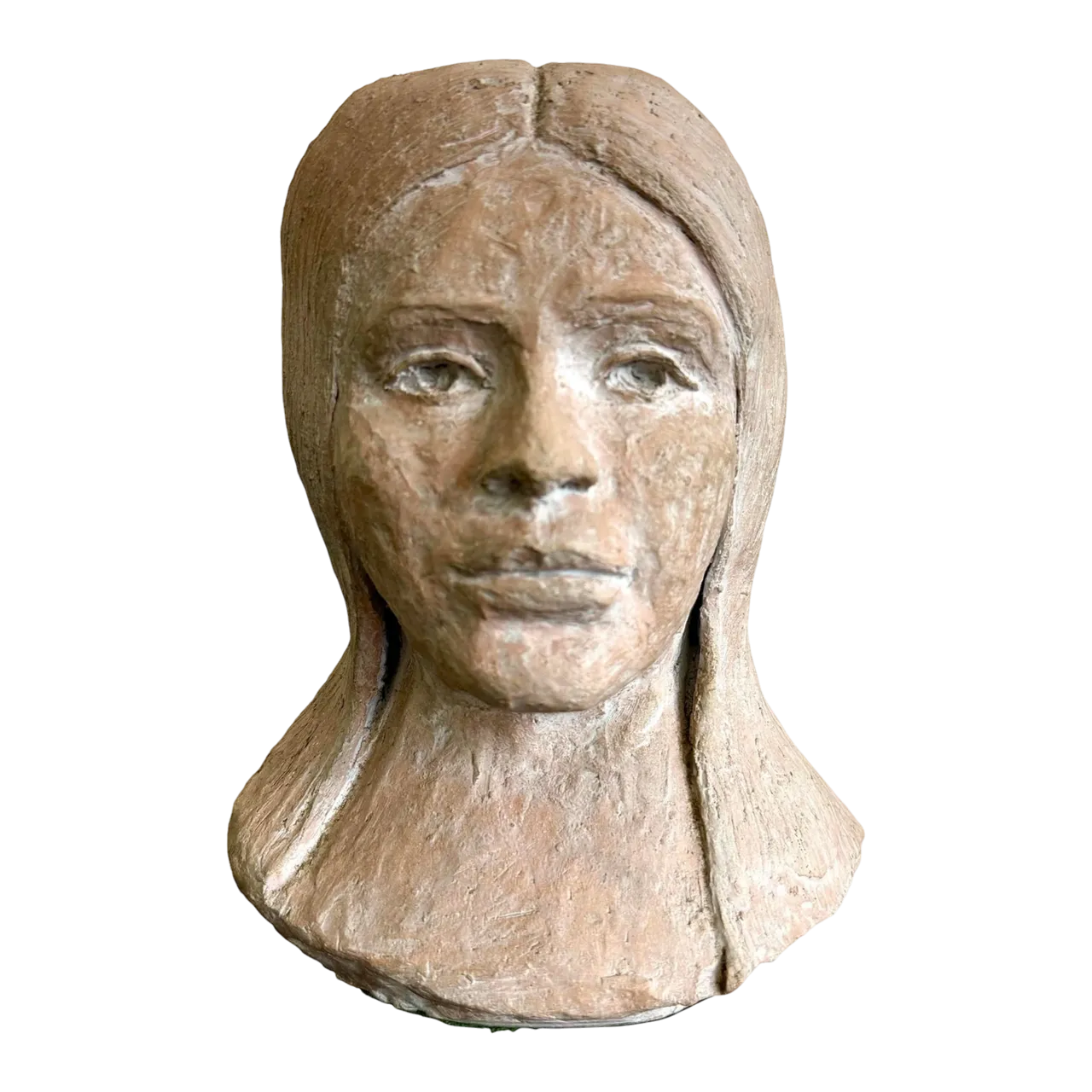 Vintage Boho Slab Built Ceramic Bust of Woman