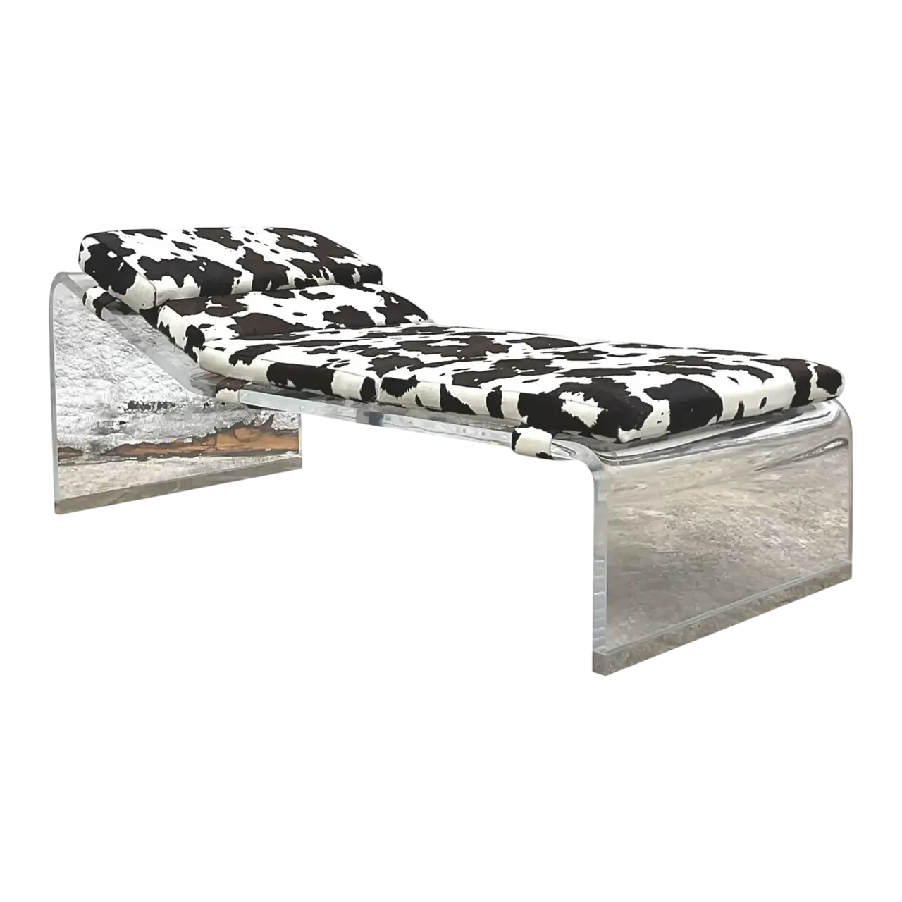 Vintage Boho Slab Lucite Chaise Lounge