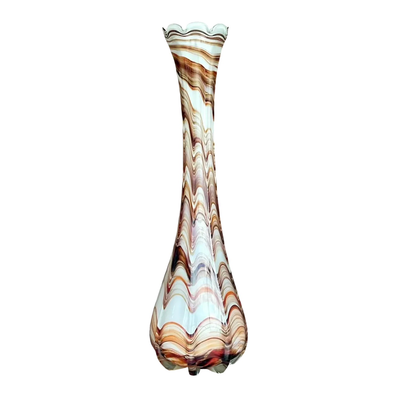 Vintage Boho Slag Glass Swirl Vase