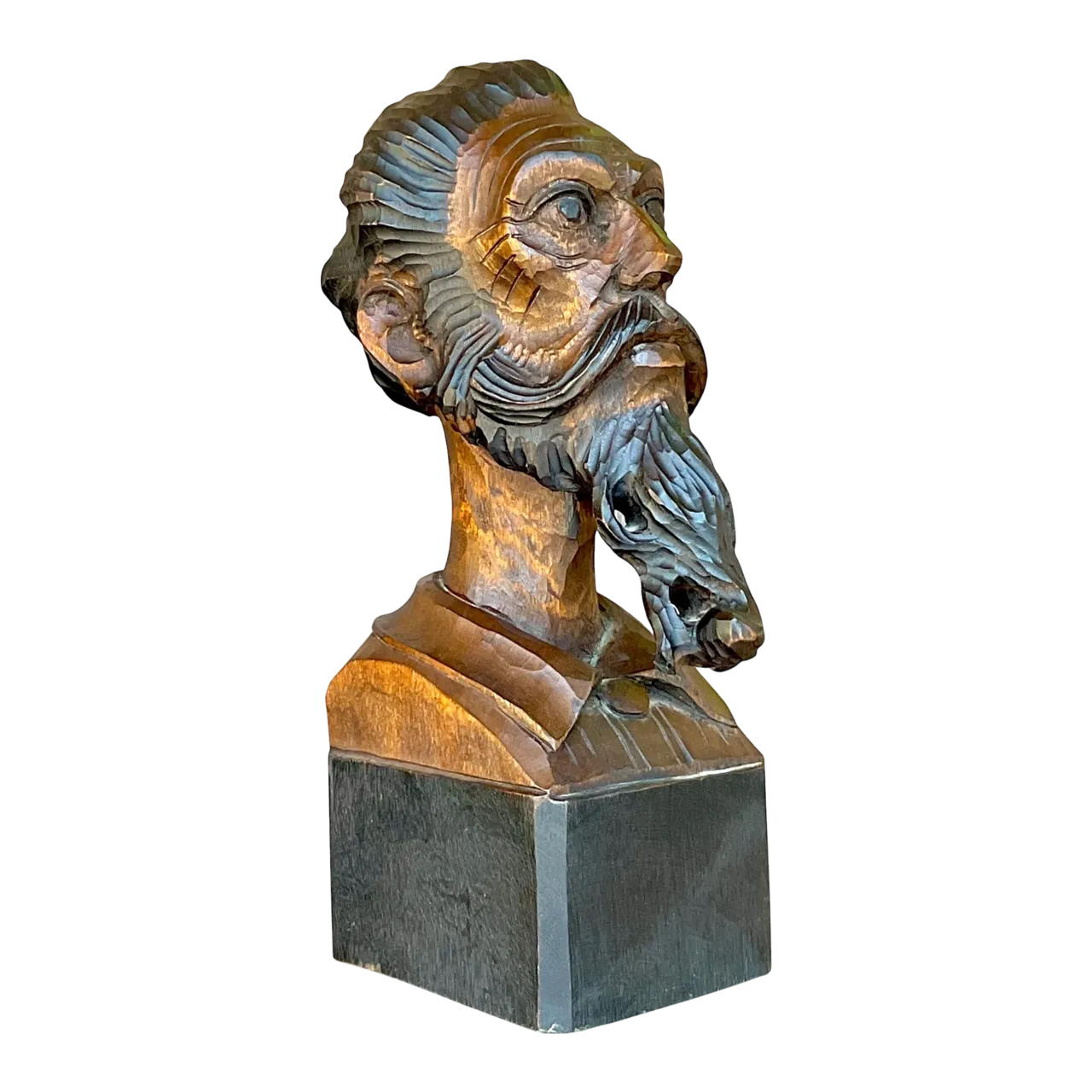 Vintage Boho Spanish Carved Bust of Man