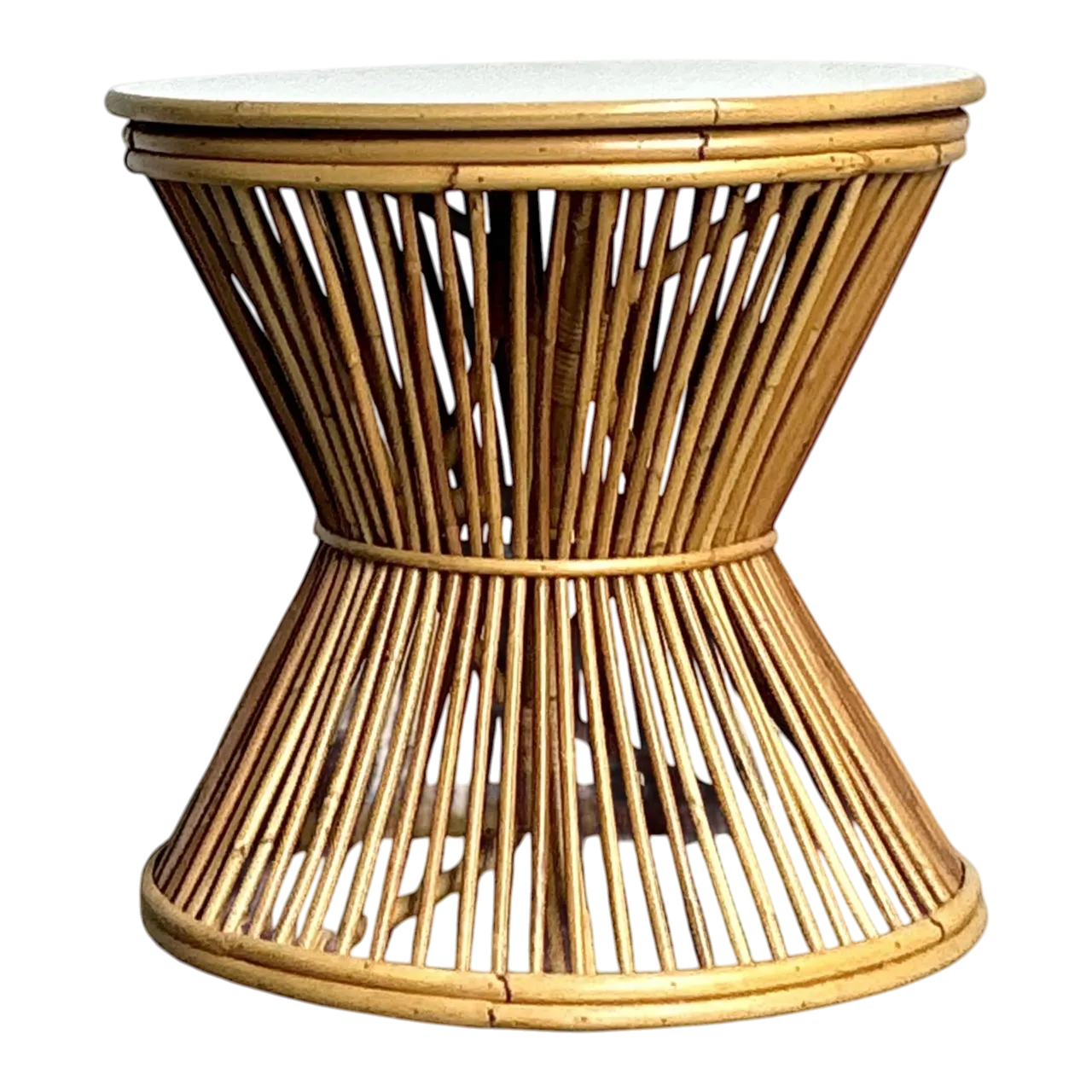 Vintage Boho Stick Rattan Side Table