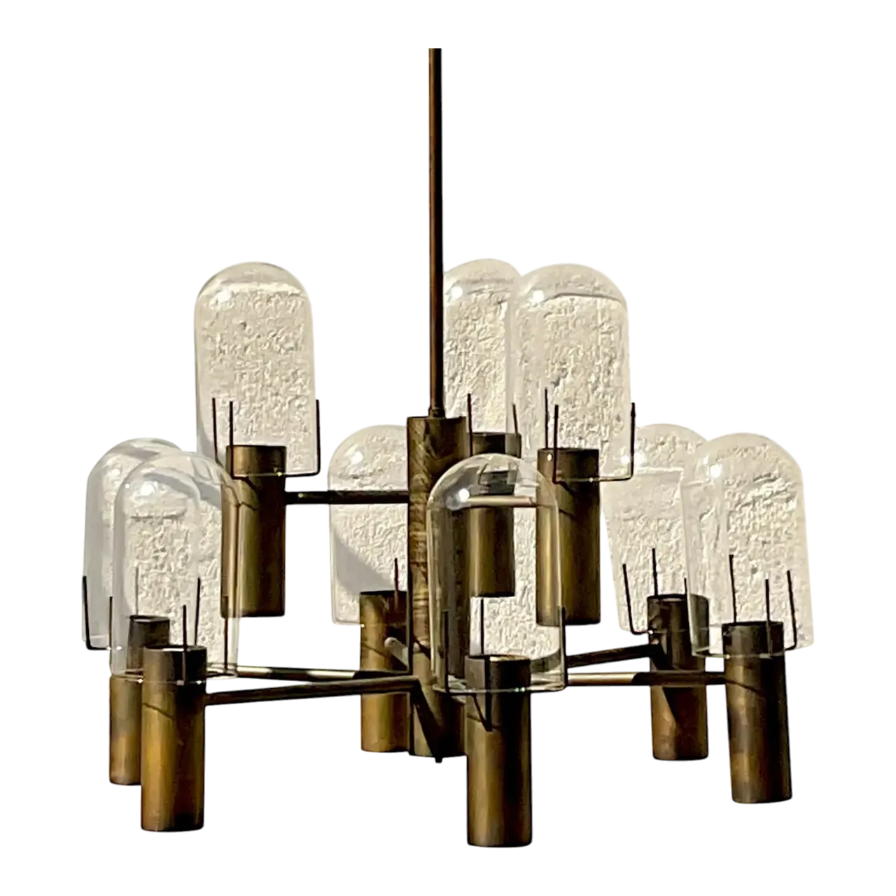 Vintage Boho Stuart Barnes for Robert Long Burnished Brass Chandelier