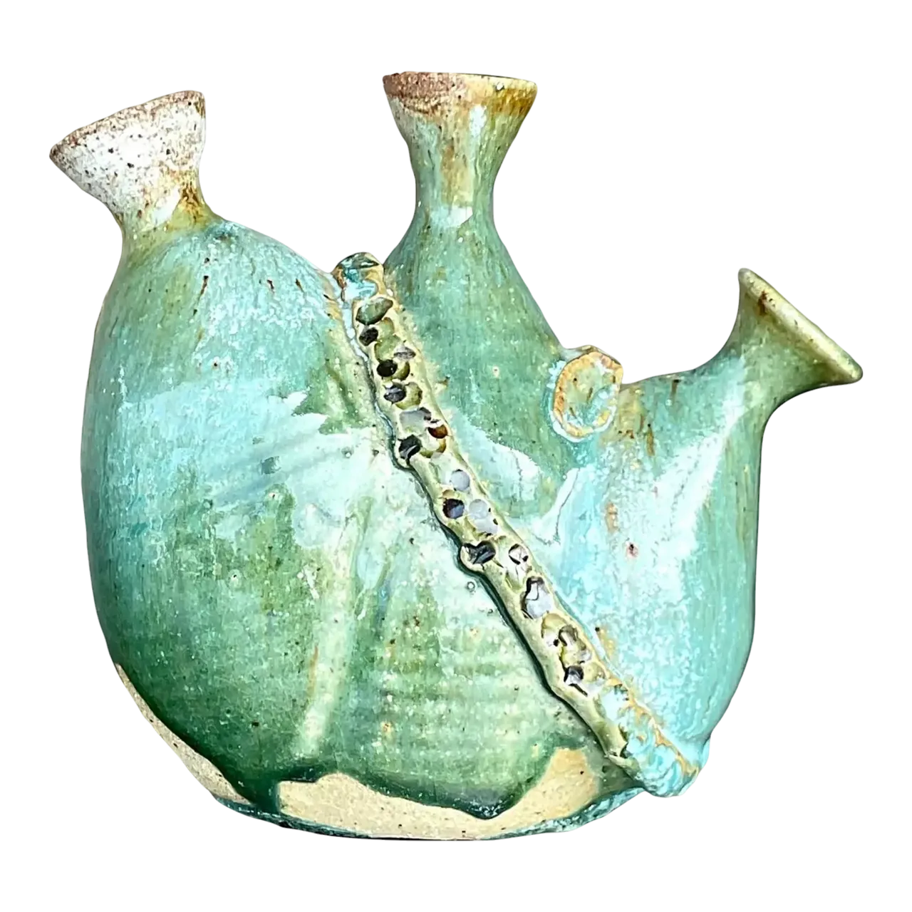 Vintage Boho Studio Pottery Vase - Pottery, 6.25W x 5.75H
