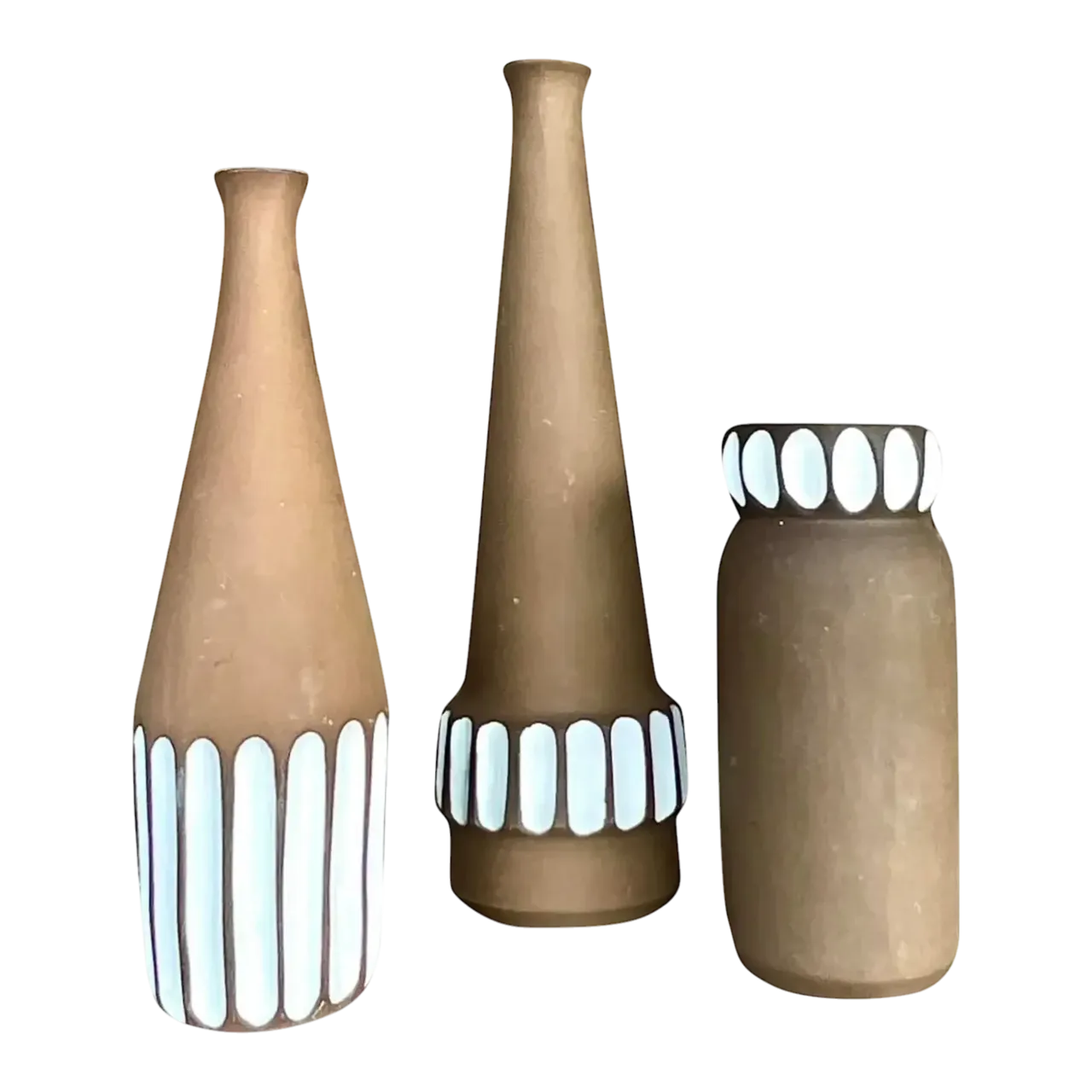 Vintage Boho Studio Pottery Vases - Set of 3
