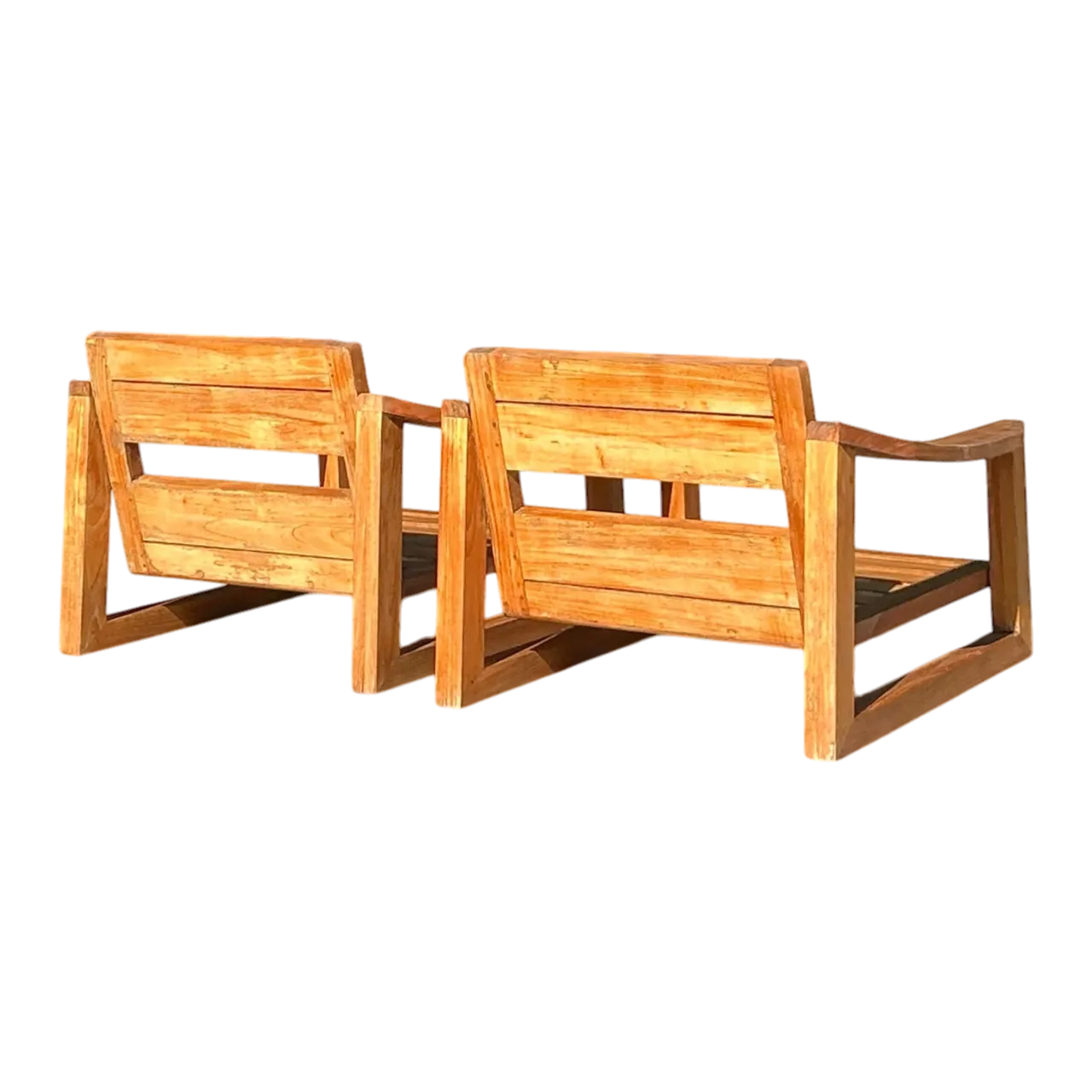 Vintage Boho Teak Lounge Chairs - A Pair