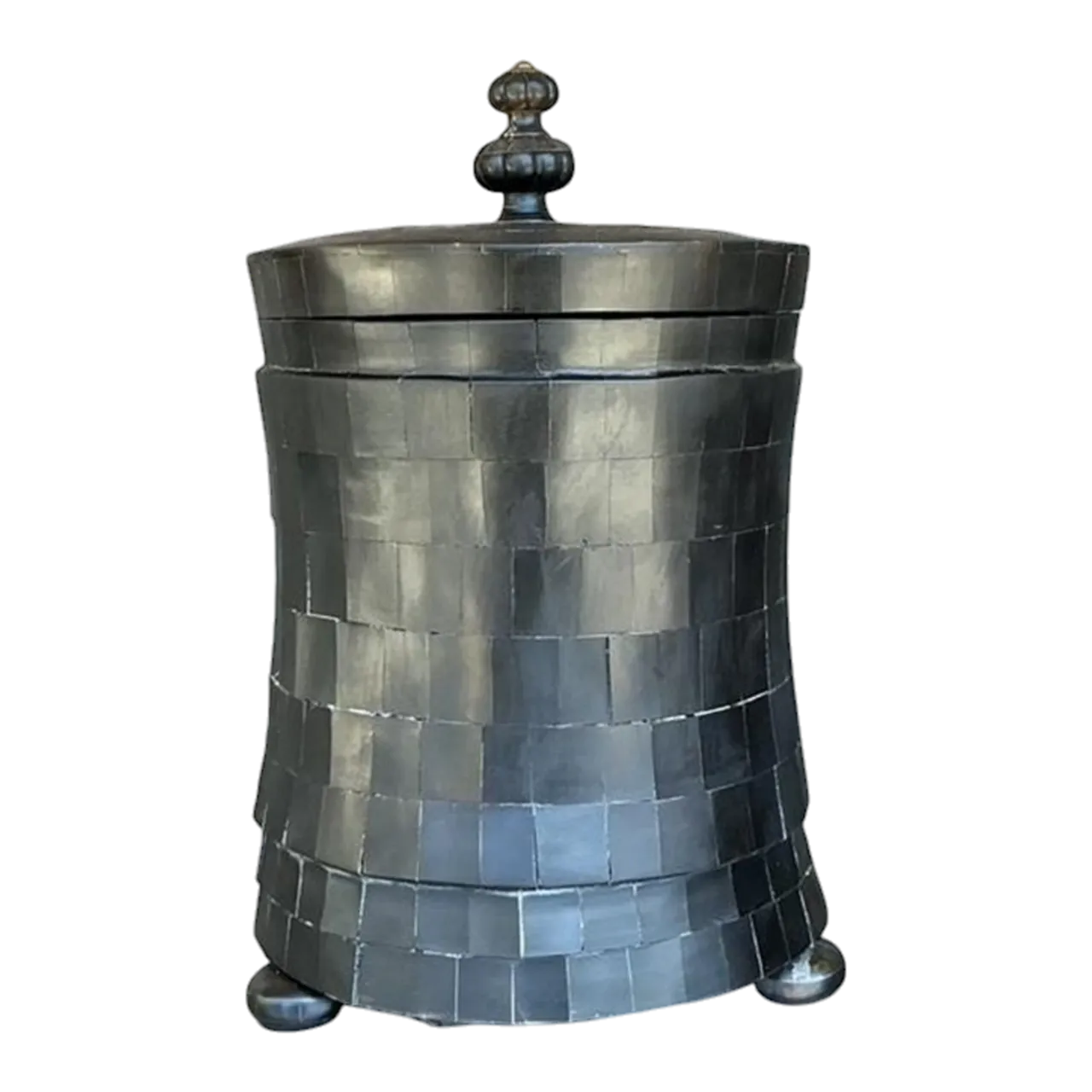 Vintage Boho Tessellated Horn Lidded Urn