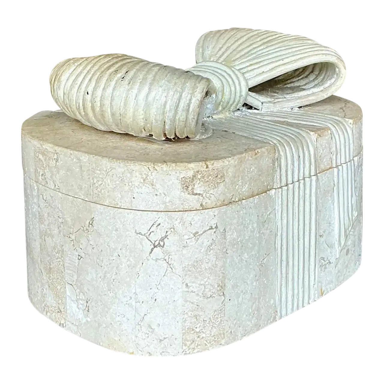 Vintage Boho Tessellated Stone and Reed Box